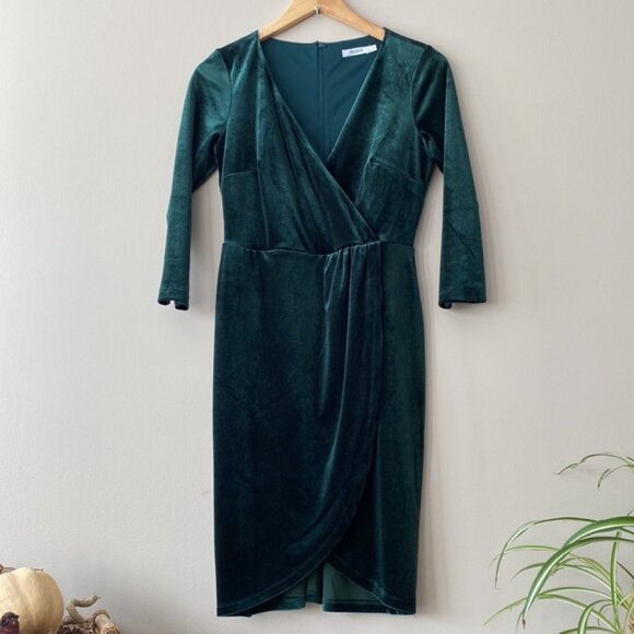 Ricki’s Deep Green Faux Wrap Dress - Picture 4 of 11